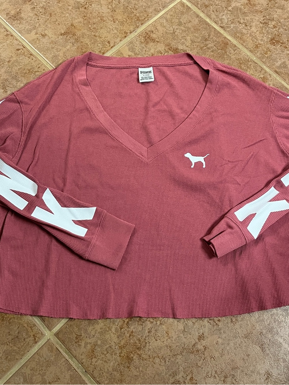 PINK Victoria's Secret Ribbed Crewneck in Rose Pink Size M
